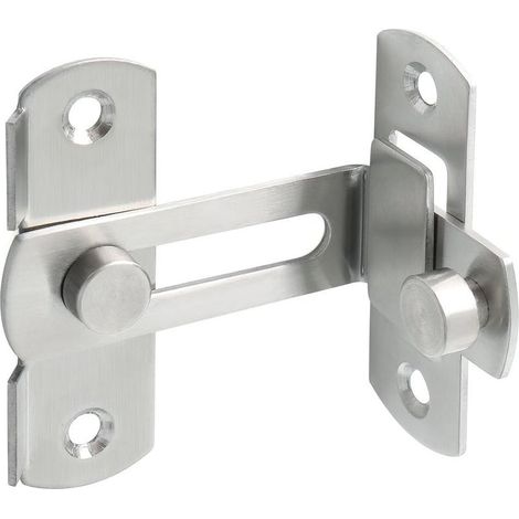 Serrure pour porte coulissante – Loquet à 90° avec gâche à vis, finition acier inoxydable brossé, montage facile et sécurisé (1/5)