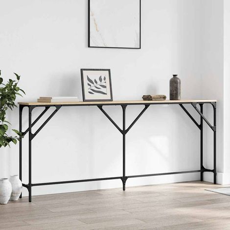 Table console 180 x 23 x 75 cm chêne sonoma en bois d’ingénierie avec pieds réglables - PANGIVO (1/5)