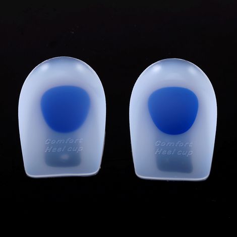 Lot de 2 coussinets talonniers en silicone amorti choc semelle orthopédique soin plantaire anti-douleur rehausseur talon (L) (1/5)