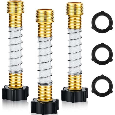 Set of 3 flexible hose protectors - Garden hose extension adapter - Water filter with helical spring - Reduces crimping and strain on the tap - Black (1/3)