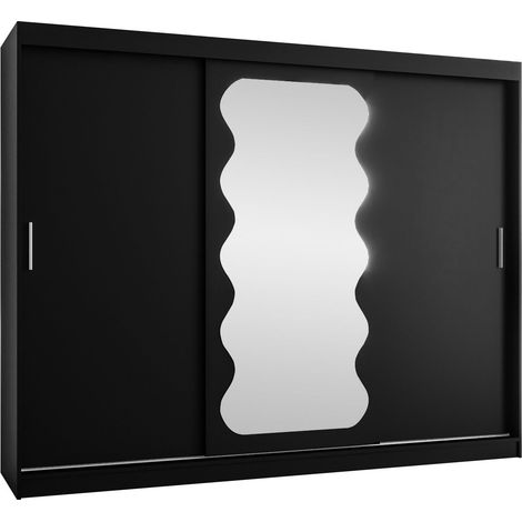 Armario Hartford 578, Negro, 200x250x62cm, Puertas de armario: Correderas, Número de estantes: 9