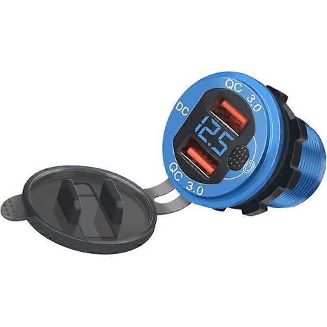 Adaptateur de chargeur de voiture rapide double USB avec commutateur de voltmètre 12/24 V QC3.0 (1/5)