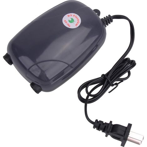 Pompe À Air Pour Aquarium - 5 W - 2 Sorties - Débit 3 5 L Min Par Sortie - Alimentation 220 V - Câble 65 Cm - Noir (1/5)