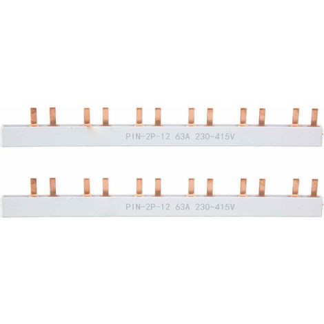 2 barres omnibus en cuivre à broches 63A 2P 12 voies, haute conductivité, pour boîte de distribution de disjoncteurs (1/5)