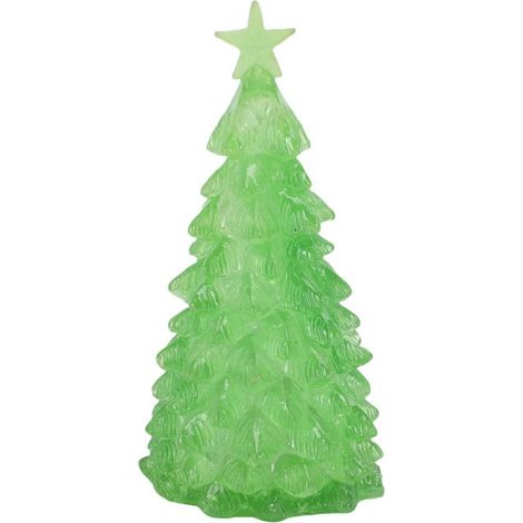 BelleRise - Arbre de Noël lumineux – LED multicolores – mini résine 1/12 – pour maison de poupée et scène miniature verte (1/5)