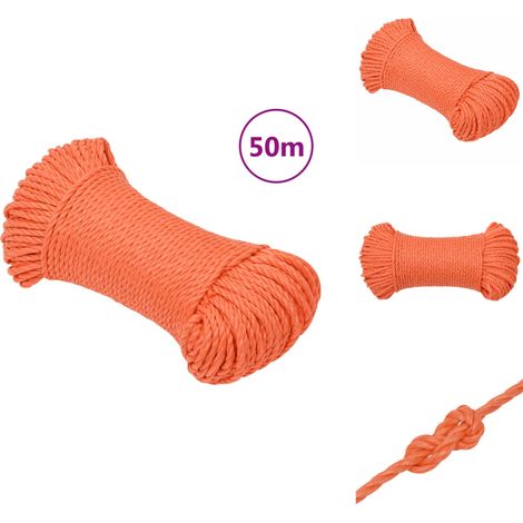 Corde de travail orange 3 mm 50 m polypropylène - Corde De Travail - Corde En Polypropylène - Corde Orange - Corde Résistante - Corde Marine (1/5)
