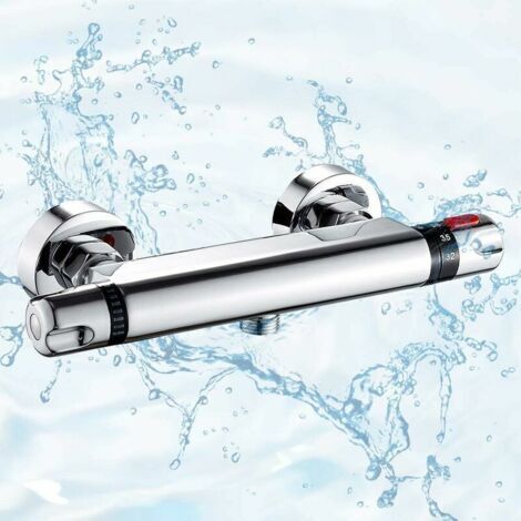 BUNTHAUS Mitigeur Thermostatique Douche Robinet Thermostatique en Laiton Chromé Anti-brûlure 38℃ avec Protection de Sécurité Argent pour Salle de Bain-4 points, Ensoleillé