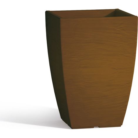 Idralite – Pot de fleurs carré en polyéthylène 27x27 cm h 40 – Finition mate antiquisée – Résistant aux chocs et intempéries – Made in Italy (1/4)