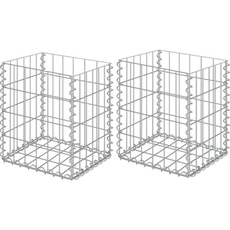 Gabions, 2 pièces, acier galvanisé, 30 x 30 x 40 cm