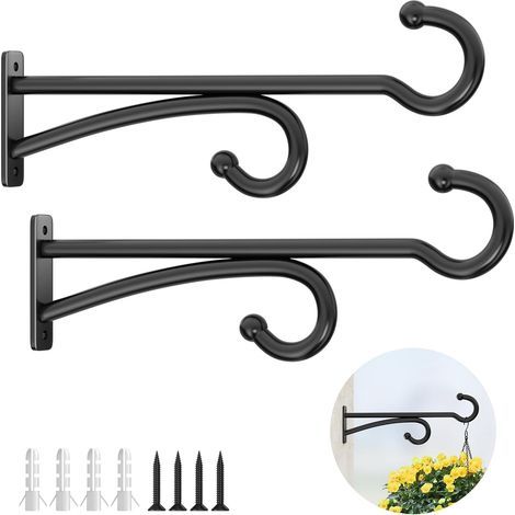 2 Pack Outdoor Indoor Plant Hanging Hooks - Hooks for Hanging Plants, Baskets, Chimes, Bird Feeders, Lanterns, Birdhouses (1/5)