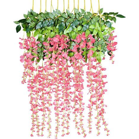 Fleurs artificielles, glycine artificielle, décoration intérieure, chaque brin mesure 110 cm de long, en soie (rose) (1/5)