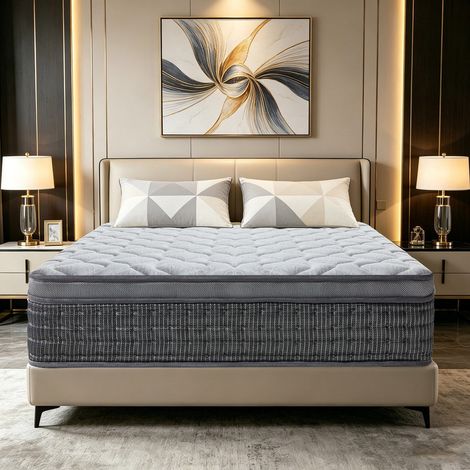 Matelas 160x200 cm Épaisseur 26 cm, Matelas Hybride en Mousse à mémoire de Forme à Ressorts ensachés, Mi-Ferme H3, Doux pour la Peau, Durable, Respirant, Isolation des mouvements, Certifié Oeko-TEX