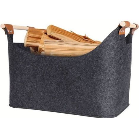 Panier à Bois - Non spécifié - Pliable - Sac en Feutre - Poignée en Bois Renforcée - Rangement Adulte (1/5)