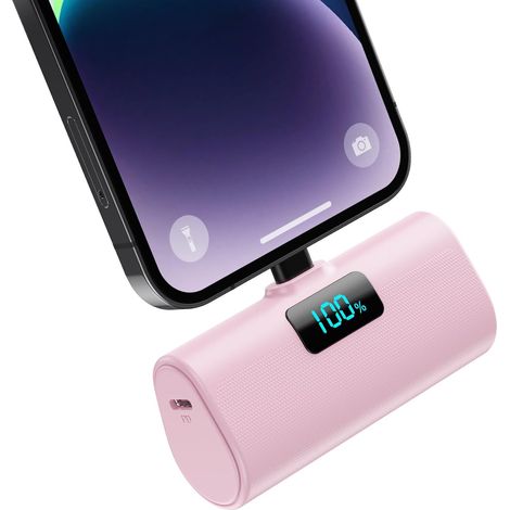 Mini Batterie Externe pour iPhone 5200mAh, Power Bank 20W PD Charge Rapide Chargeur Externe avec Écran LCD, Petit Batterie Portable Compatible avec iPohone 14/13/12/11/XR/X/8/SE (1/5)