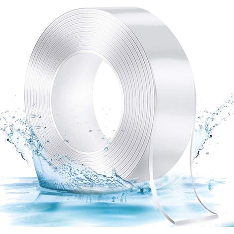 Ruban Adhésif Double Face, Nano Double Sided Mounting Sticky Tape Waterproof, 2mm Rubans Adhésifs Gel Bandes Adhésives Transparents Extra Fort, Clear Tape Ruban Lavable (50mm3m) (1/5)