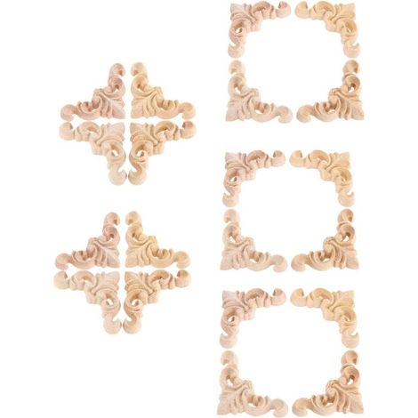 20 piezas de apliques decorativos de madera con esquinas recortadas para muebles e interiores. (1/5)