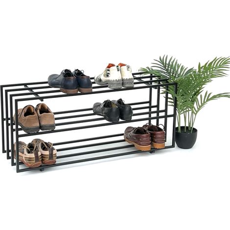 Étagère à chaussures DanDiBo Métal Noir 3 niveaux 96552 Range-chaussures Étagère à chaussures Moderne Stable Massif Armoire à chaussures Rangement (1/5)