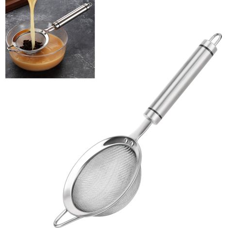 Passoire fine en inox 304 pour cuisine, chinois passoire à thé, écumoire avec manche, tamis pour thé, riz, pâtes, légumes (1/5)