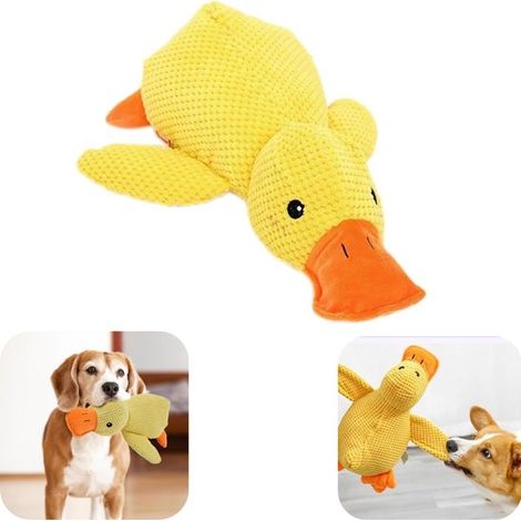 Jouets pour animaux 45 x 38 cm - peluches sonores pour chats et chiens résistantes aux morsures, jaune (1/5)