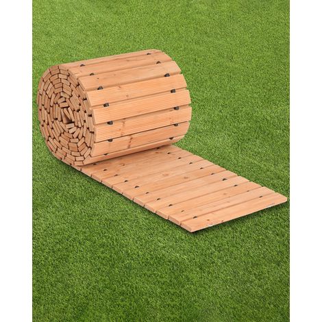 VEVOR Chemin de Jardin en Bois, 727x43 cm, Allee de Jardin Droite Deroulante Antiderapante Decorative en Cedre avec Connexion par Cable Metallique, pour Fetes, Mariages, Cour, Terrasse, Exterieur (1/5)