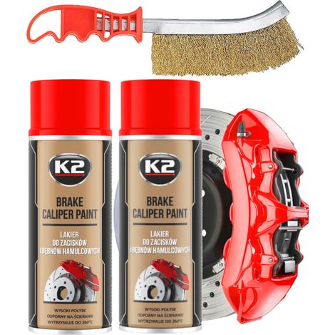2 x Peinture pour étriers de frein K2 400 ml rouge + pinceau (1/5)