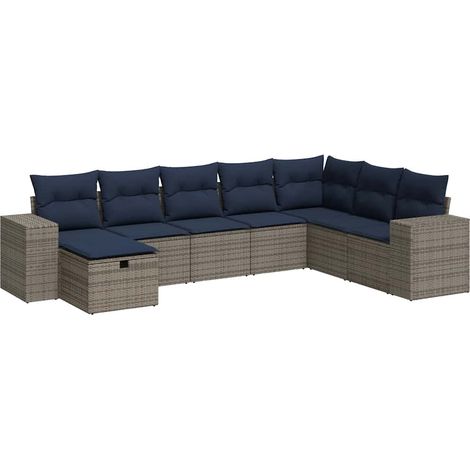 Maison Exclusive - 8-tlg. Garten-Sofagarnitur mit Kissen Grau Pol (1/5)