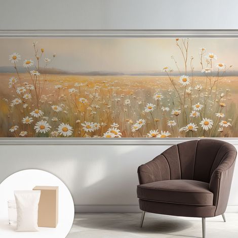 Papier peint intissé classique moderne pour salon et chambre à coucher Décoration rapide avec colle Prairie fleurie 250x104 cm (1/5)