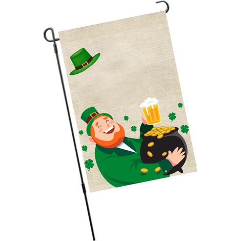 St. Patrick's Day Gartenflagge, doppelseitig, strapazierfähig, waschbar, Gartenflagge, Außendekoration für Terrasse, Veranda, Balkon, Garten, Rasen S010 (1/5)