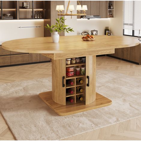 MEUBLIV mesa de comedor extensible 158x118 cm natural con almacenaje integrado (1/5)