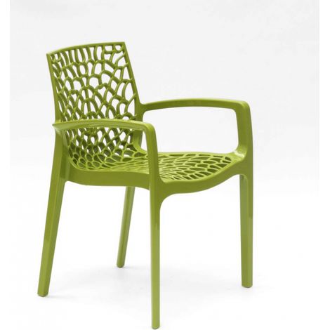 22 Sedie Gruvyer ARM Grand Soleil braccioli polipropilene lucido offerta stock - Verde Anice