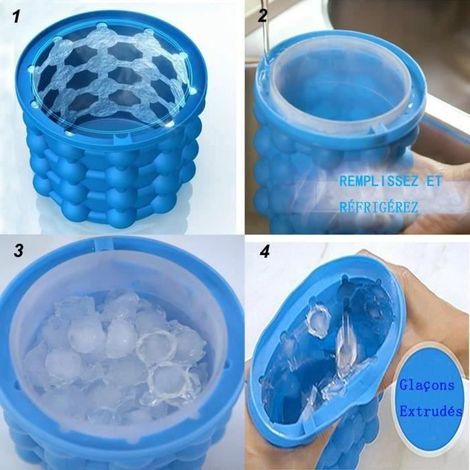 Seau à glaçons Ice Genie - E21997 - Silicone - 120 glaçons - Conception à double compartiment (1/4)