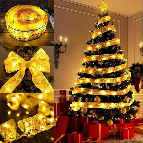 Weihnachtslichtband 10 M 100 LED-Weihnachtsbeleuchtung, glänzendes Bandlichtgirlande Weihnachtsbeleuchtung für Weihnachtsbaum, Innendekoration