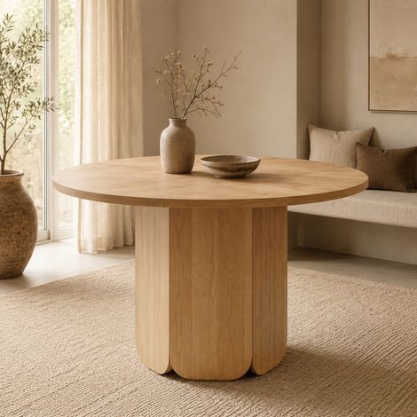 Runder Esstisch 120 cm für 4 bis 6 Personen, MDF, Eichenfarbe OKMYHOME (1/5)