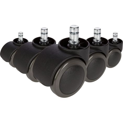 5x Hartbodenrollen ROLO 11mm / 50mm Büro-Stuhl-Rollen No-Noise (5er Pack) hjh OFFICE (1/5)