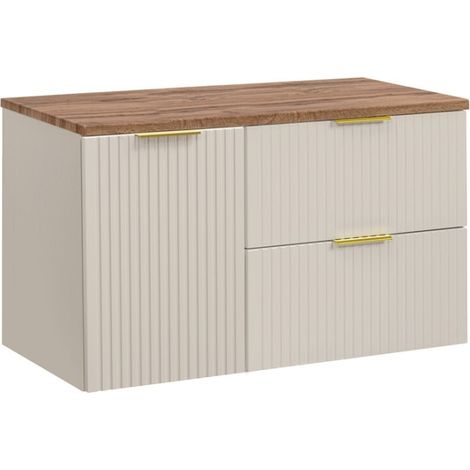 Set da bagno NOXERA 100 cm – Marrone congo e quercia wotan – piano per lavabo