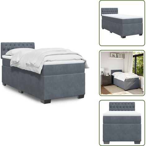 Boxspringbett mit Matratze Dunkelgrau 90x200 cm Samt - Boxspringbett - Boxspringbetten - Bett - Bett Mit Stauraum (1/5)