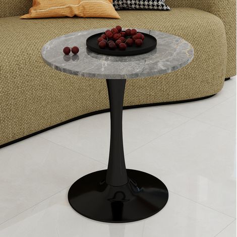 Couchtisch rund 70 cm, Kunstmarmor, Schwarz/Grau, für 2-4 Personen HAVRYA (1/5)