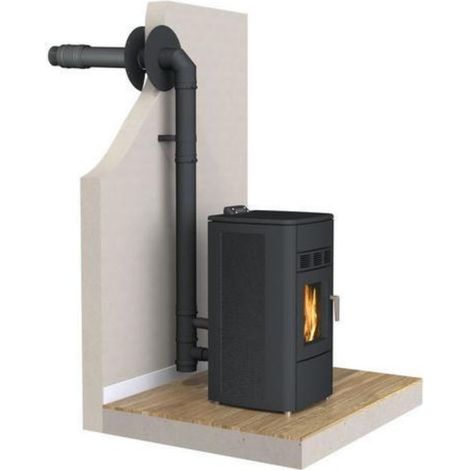 Interstoves – Kit conduit ventouse horizontal pour poêle à granulés – Système double flux concentrique – Évacuation fumées Ø80mm – Installation facile