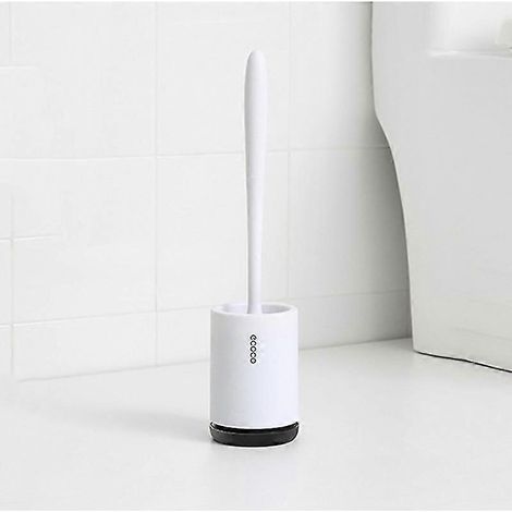 Brosse de toilette avec support, brosse de toilette en silicone à long manche et support à séchage rapide (sol - 1 pièce) (1/5)