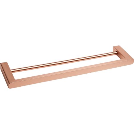 BALNEO - double barre porte-serviettes en acier inox cuivré - porte-serviettes 60 cm QARX inoxydable - barre de salle de bain (1/4)