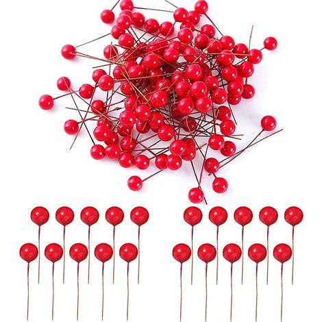 100 pièces Baies de Houx artificielles pour décorations Guirlande Faisant des Fournitures décoration de fête de noël (1/5)