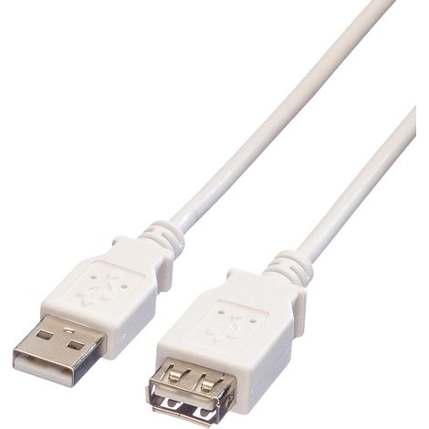 Value USB-Kabel USB 2.0 USB-A Stecker, USB-A Buchse 3.00 m Weiß Geschirmt 11.99.8961