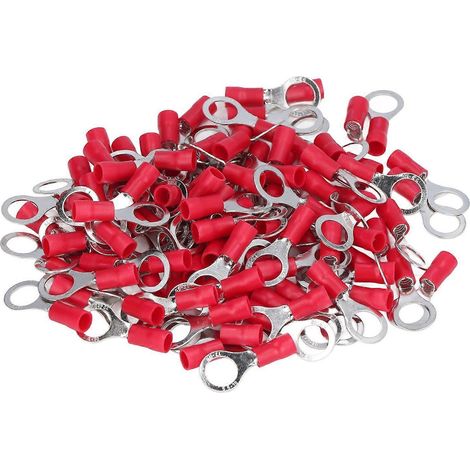 100-teiliges Ringkabelschuh-Set AWG12-10, isolierte Crimp-Drahtverbinder für Geräte (1/4)