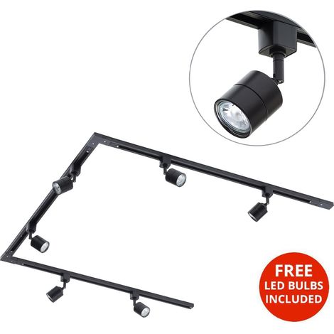 Litecraft 3M U Shape Track Light With 6 Soho Fixture & LED Bulbs - Black