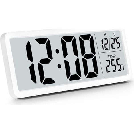 Battery-operated digital wall clock, digital wall clock with large digits, temperature display, 12/24 hour time, desk clock, digital clock (1/4)