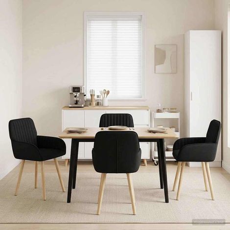 vidaXL Sillas de comedor 4 uds. Tela Negro 56,5 x 50 x 87,5 cm (1/5)