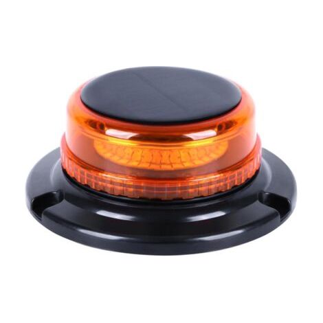 Gyrophare LED sans fil solaire (Ambre) – Gyrophare magnétique rechargeable à LED orange, lampe d’avertissement 12 V / 24 V avec chargeur pour voiture et câble USB, pour voiture, camion et tracteur (1/4)