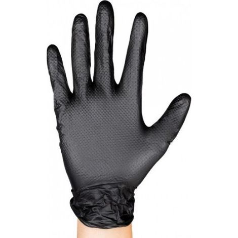 JBM54179 Guantes negros desechables de nitrilo talla XL 7,0 mil (90 uds.) textura diamante (1/3)
