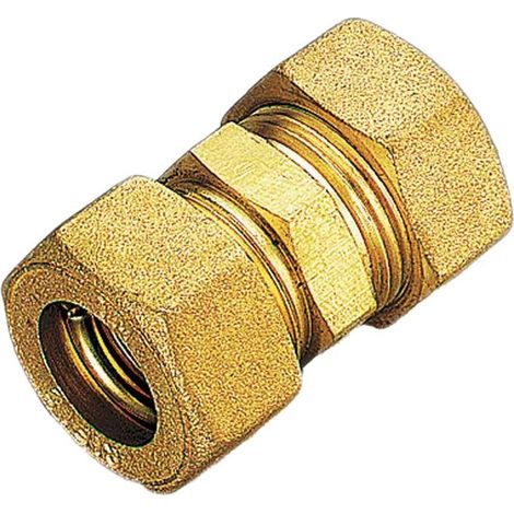 RACCORDO DIRITTO DOPPIO A COMPRESSIONE CON O-RING PER TUBO RAME TIEMME Ø12 x Ø12 mm