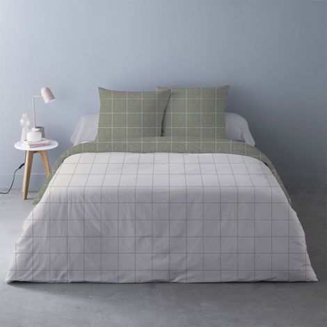 Housse de couette 240x220 Régis vert + 2 taies (1/4)